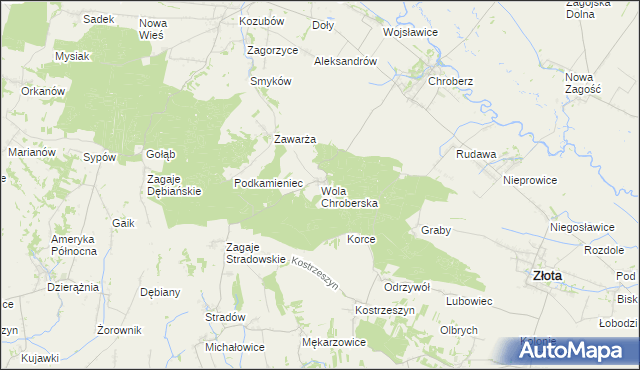 mapa Wola Chroberska, Wola Chroberska na mapie Targeo