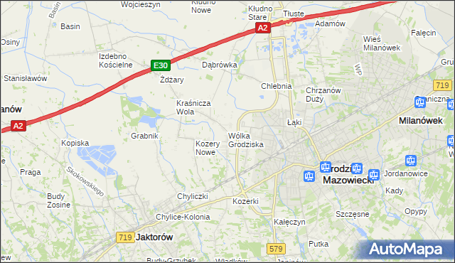 mapa Wólka Grodziska gmina Grodzisk Mazowiecki, Wólka Grodziska gmina Grodzisk Mazowiecki na mapie Targeo