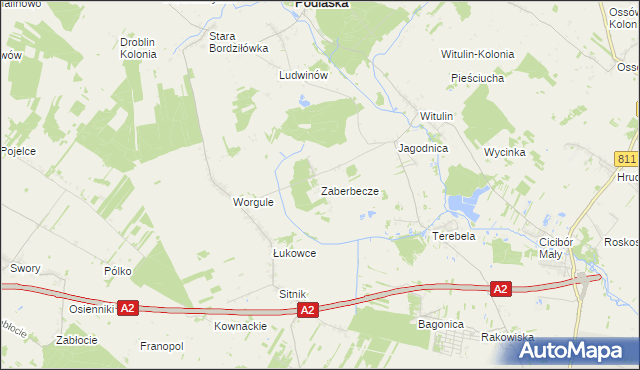 mapa Zaberbecze, Zaberbecze na mapie Targeo