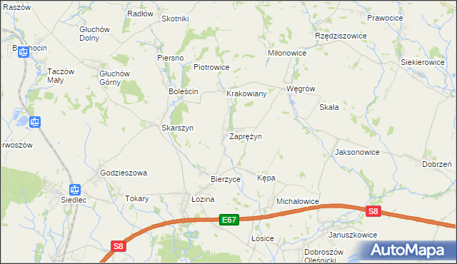 mapa Zaprężyn, Zaprężyn na mapie Targeo