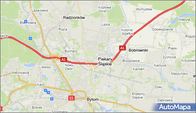mapa Piekary Śląskie, Piekary Śląskie na mapie Targeo