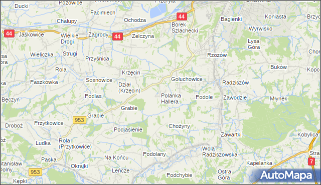 mapa Polanka Hallera, Polanka Hallera na mapie Targeo