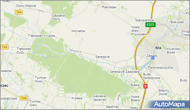 mapa Seredzice, Seredzice na mapie Targeo