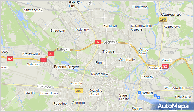 mapa Winiary gmina Poznań, Winiary gmina Poznań na mapie Targeo