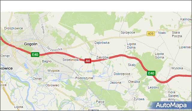 mapa Zakrzów gmina Gogolin, Zakrzów gmina Gogolin na mapie Targeo