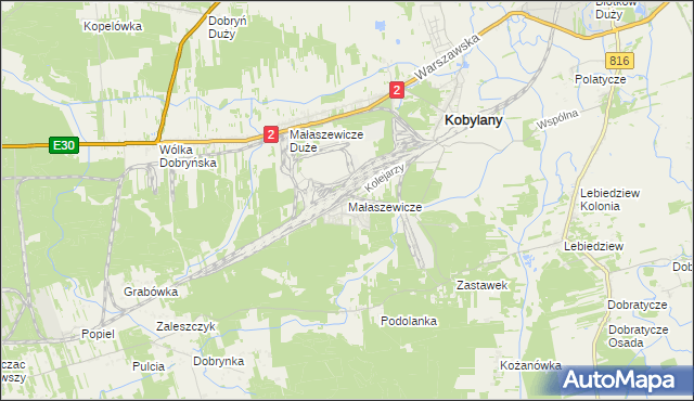 mapa Małaszewicze, Małaszewicze na mapie Targeo