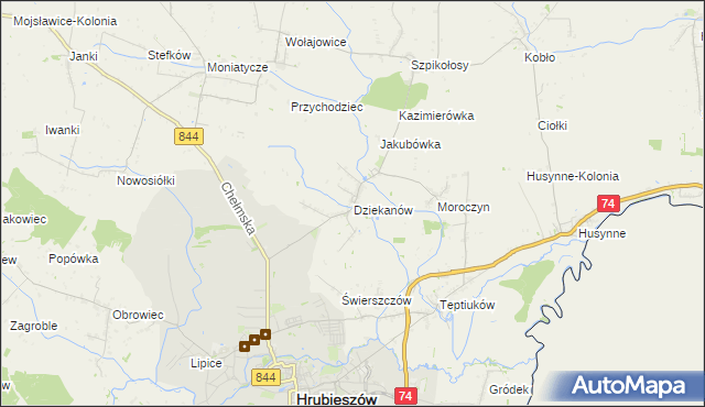 mapa Dziekanów, Dziekanów na mapie Targeo