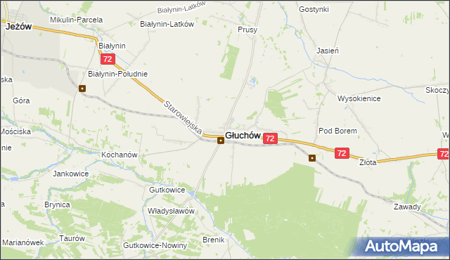 mapa Głuchów powiat skierniewicki, Głuchów powiat skierniewicki na mapie Targeo