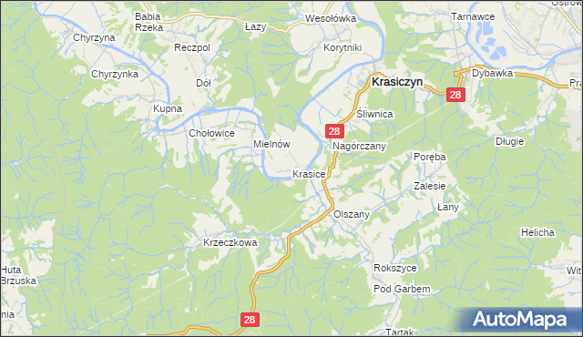 mapa Krasice gmina Krasiczyn, Krasice gmina Krasiczyn na mapie Targeo