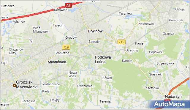 mapa Podkowa Leśna, Podkowa Leśna na mapie Targeo