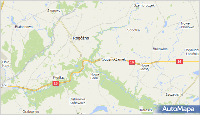 mapa Rogóźno-Zamek, Rogóźno-Zamek na mapie Targeo