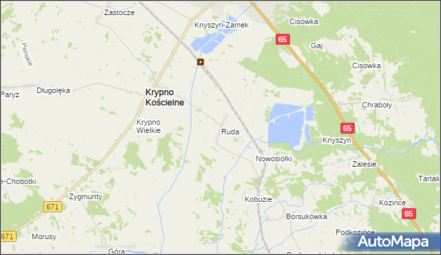 mapa Ruda gmina Krypno, Ruda gmina Krypno na mapie Targeo