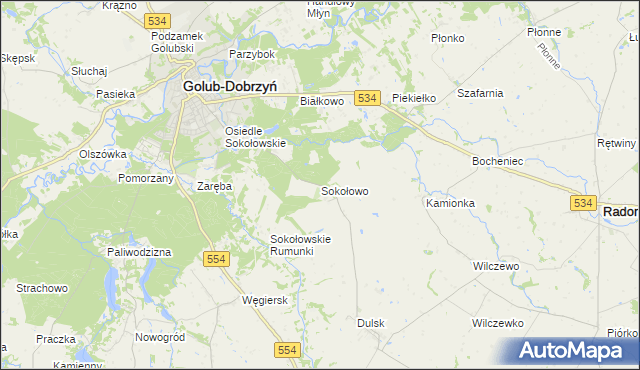 mapa Sokołowo gmina Golub-Dobrzyń, Sokołowo gmina Golub-Dobrzyń na mapie Targeo