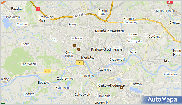 mapa Stare Miasto gmina Kraków, Stare Miasto gmina Kraków na mapie Targeo