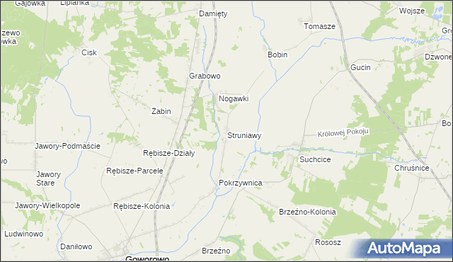 mapa Struniawy, Struniawy na mapie Targeo