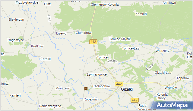 mapa Tomice gmina Gizałki, Tomice gmina Gizałki na mapie Targeo