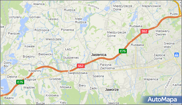mapa Jasienica powiat bielski, Jasienica powiat bielski na mapie Targeo