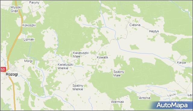 mapa Kowalik, Kowalik na mapie Targeo