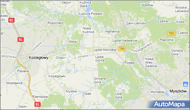 mapa Lgota Górna, Lgota Górna na mapie Targeo