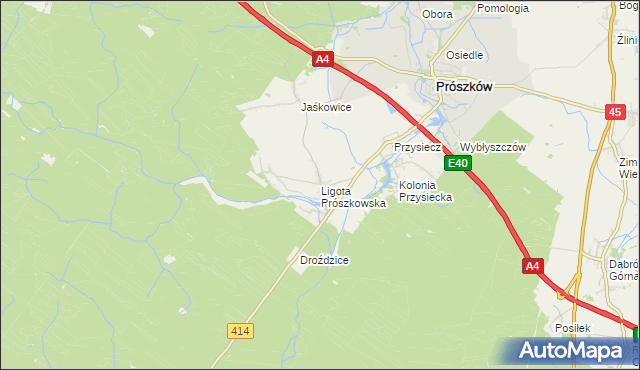 mapa Ligota Prószkowska, Ligota Prószkowska na mapie Targeo