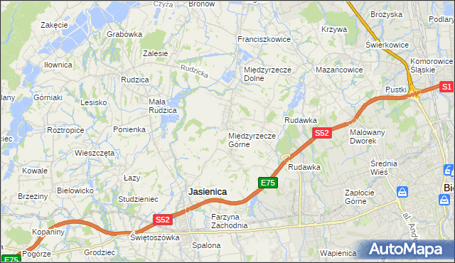 mapa Międzyrzecze Górne, Międzyrzecze Górne na mapie Targeo