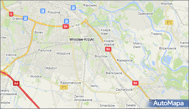 mapa Brochów gmina Wrocław, Brochów gmina Wrocław na mapie Targeo