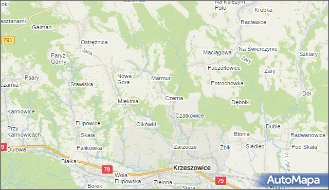 mapa Czerna gmina Krzeszowice, Czerna gmina Krzeszowice na mapie Targeo