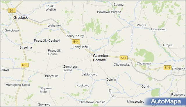 mapa Czernice Borowe, Czernice Borowe na mapie Targeo