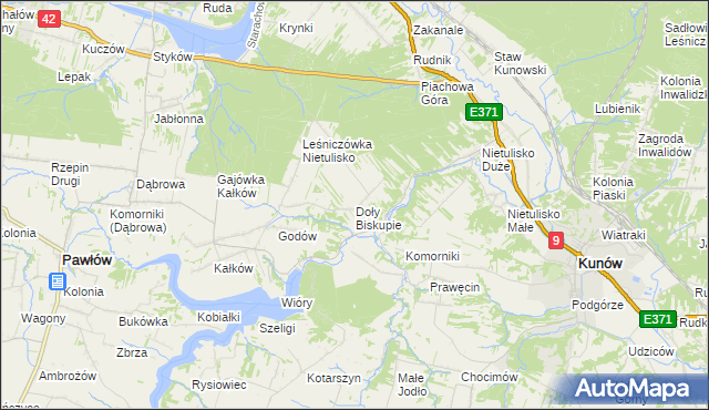 mapa Doły Biskupie, Doły Biskupie na mapie Targeo