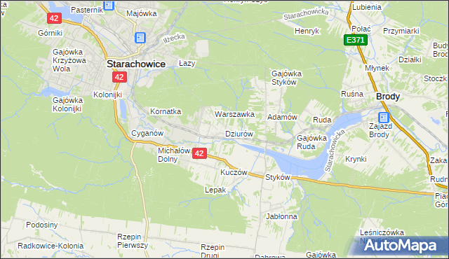 mapa Dziurów gmina Brody, Dziurów gmina Brody na mapie Targeo