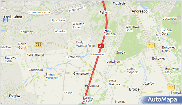 mapa Giemzów, Giemzów na mapie Targeo