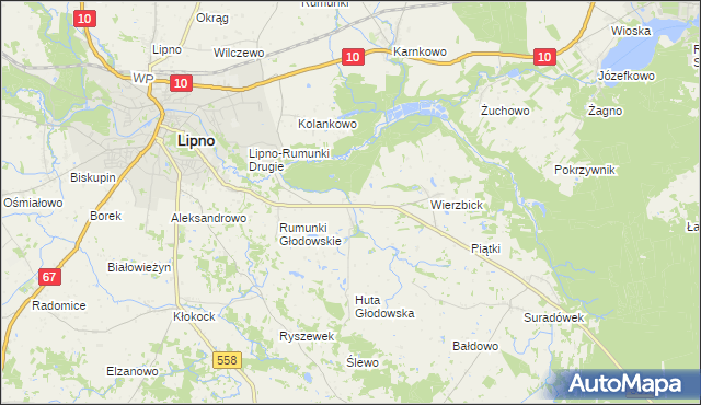 mapa Głodowo gmina Lipno, Głodowo gmina Lipno na mapie Targeo