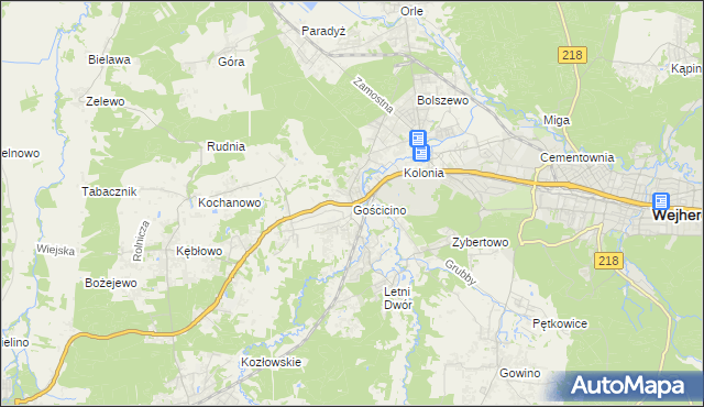 mapa Gościcino, Gościcino na mapie Targeo