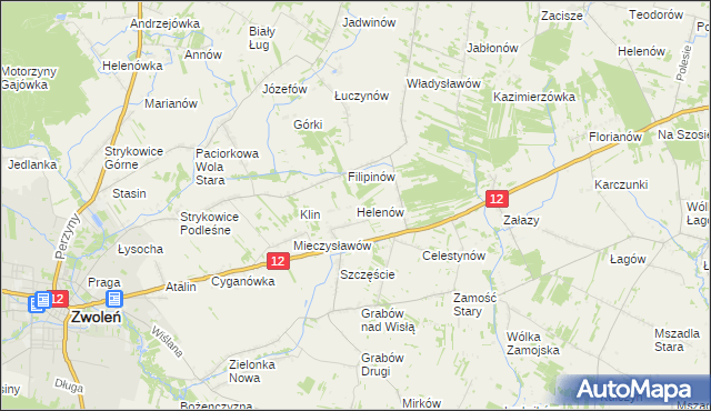 mapa Helenów gmina Zwoleń, Helenów gmina Zwoleń na mapie Targeo