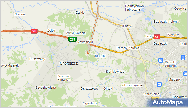 mapa Jeroniki, Jeroniki na mapie Targeo