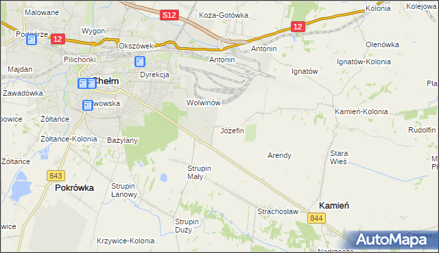 mapa Józefin gmina Kamień, Józefin gmina Kamień na mapie Targeo