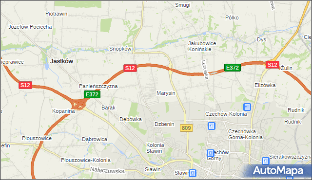 mapa Marysin gmina Jastków, Marysin gmina Jastków na mapie Targeo