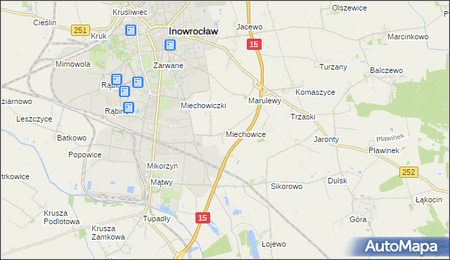 mapa Miechowice gmina Inowrocław, Miechowice gmina Inowrocław na mapie Targeo