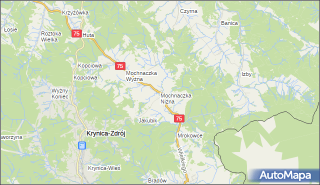 mapa Mochnaczka Niżna, Mochnaczka Niżna na mapie Targeo