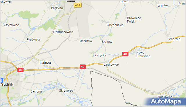 mapa Olszynka gmina Lubrza, Olszynka gmina Lubrza na mapie Targeo