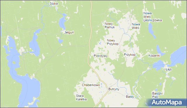 mapa Pokrzywy gmina Purda, Pokrzywy gmina Purda na mapie Targeo