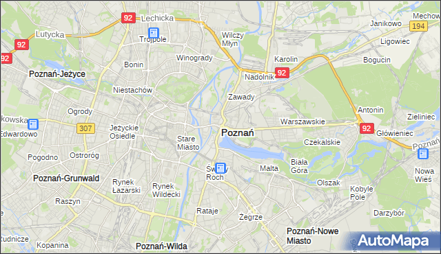 mapa Poznania, Poznań na mapie Targeo