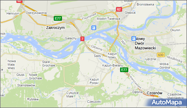 mapa Sady gmina Czosnów, Sady gmina Czosnów na mapie Targeo