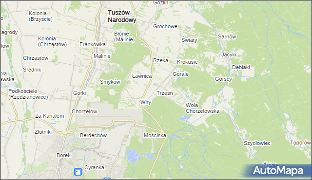 mapa Trześń gmina Mielec, Trześń gmina Mielec na mapie Targeo