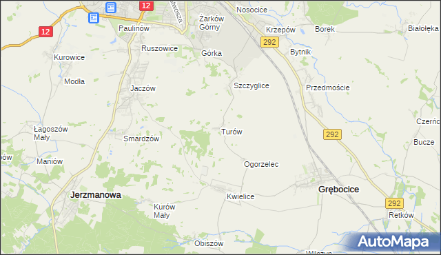 mapa Turów gmina Głogów, Turów gmina Głogów na mapie Targeo