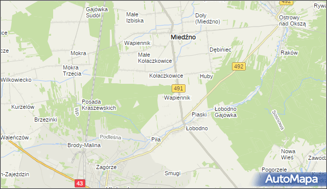 mapa Wapiennik gmina Kłobuck, Wapiennik gmina Kłobuck na mapie Targeo