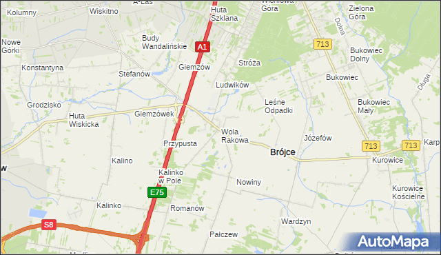 mapa Wola Rakowa, Wola Rakowa na mapie Targeo