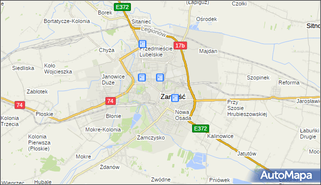 mapa Zamościa, Zamość na mapie Targeo