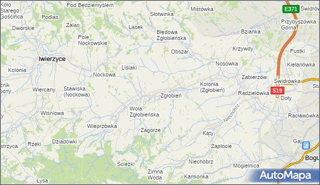 mapa Zgłobień, Zgłobień na mapie Targeo