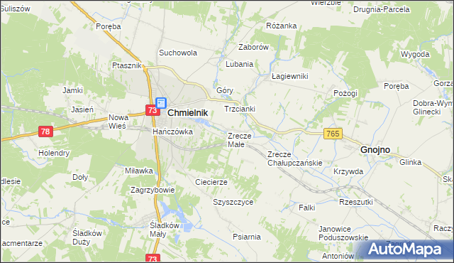 mapa Zrecze Małe, Zrecze Małe na mapie Targeo